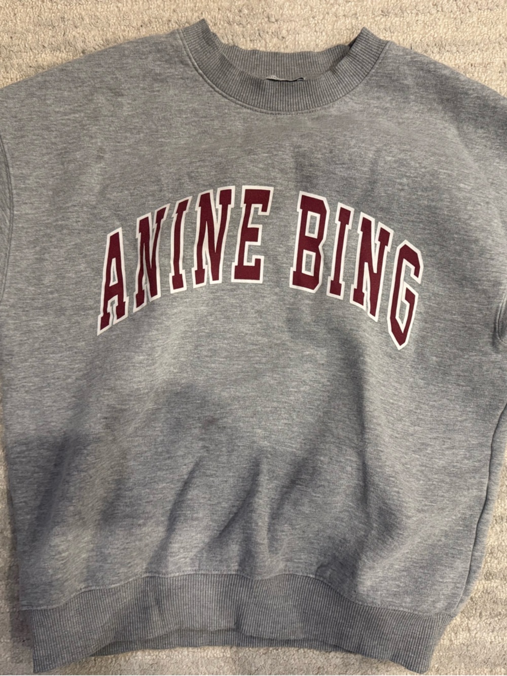 Anine Bing Crewneck Sweatshirt with Maroon Varsity Lettering m like new